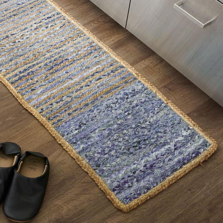 キッチン マット ラグ デニム 幅180cm 45×180 綿  麻 オール シーズン 春 夏 秋 冬 ヴィンテージ  厚手 ジーンズ アップサイクル おしゃれ 北欧 西海岸 32105 | ELEMENTS（インテリア） | 03