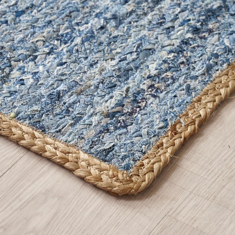 ラグ カーペット マット デニム 幅140cm 100×140 綿 オール シーズン 春 夏 秋 冬 ヴィンテージ  厚手 ジーンズ アップサイクル おしゃれ 北欧 西海岸 32106 | ELEMENTS（インテリア） | 14