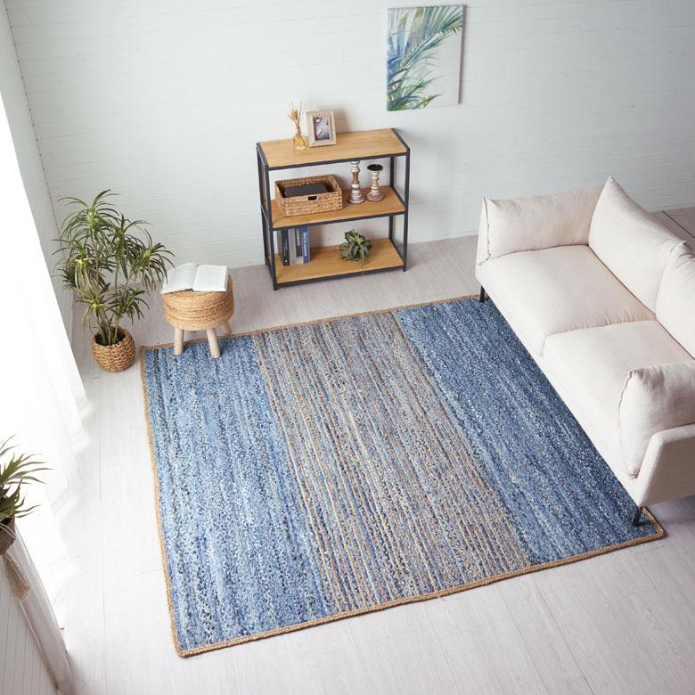 ラグ カーペット マット デニム 幅200cm 200×200 綿 オール シーズン 春 夏 秋 冬 ヴィンテージ  厚手 ジーンズ アップサイクル おしゃれ 北欧 西海岸 32108 | ELEMENTS（インテリア） | 04