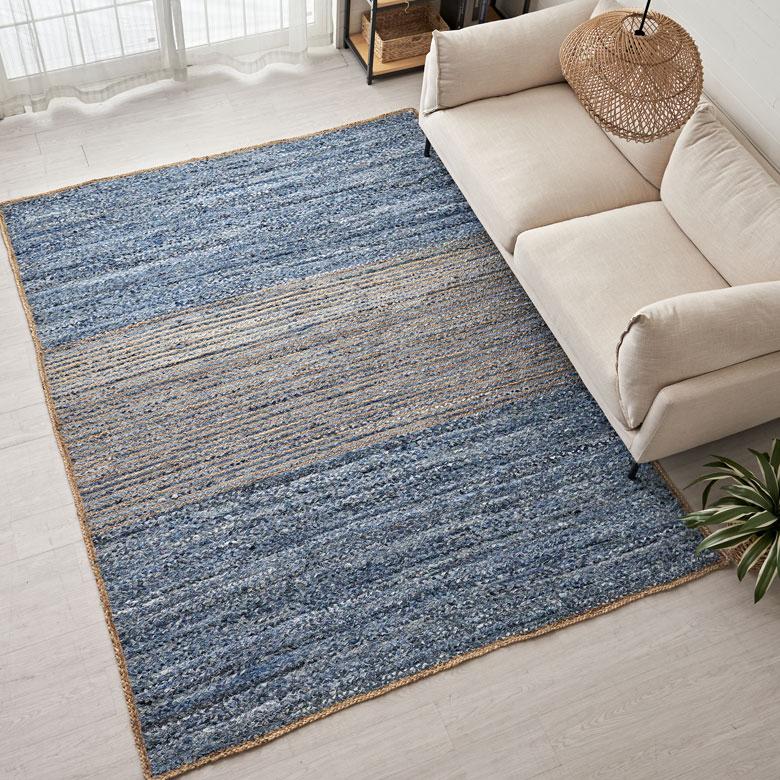 ラグ カーペット マット デニム 幅250cm 200×250 綿 オール シーズン 春 夏 秋 冬 ヴィンテージ  厚手 ジーンズ アップサイクル おしゃれ 北欧 西海岸 32109 | ELEMENTS（インテリア） | 03
