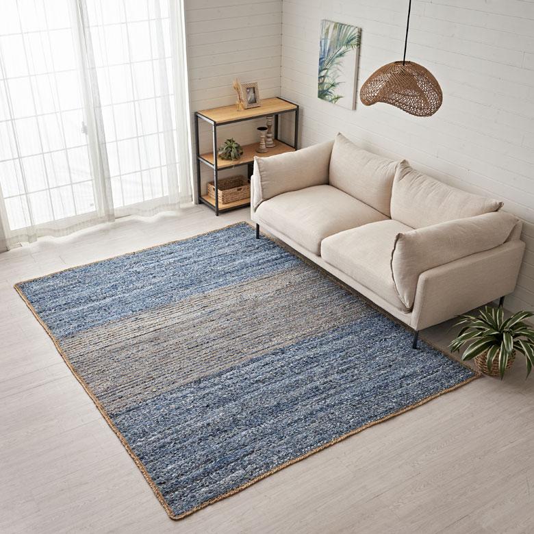 ラグ カーペット マット デニム 幅250cm 200×250 綿 オール シーズン 春 夏 秋 冬 ヴィンテージ  厚手 ジーンズ アップサイクル おしゃれ 北欧 西海岸 32109 | ELEMENTS（インテリア） | 04