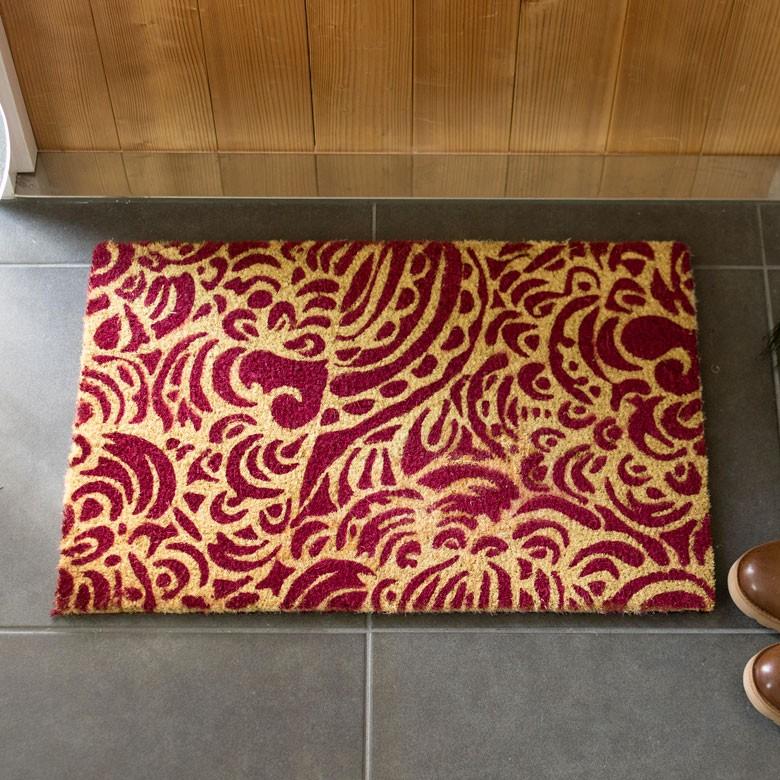 コイヤーマット 玄関マット ドアマット 室外 ダマスク柄 ワインレッド 赤 エントランス テラス デッキ 勝手口 泥落とし 雪 ココナッツ ココヤシ おしゃれ 32113 | ブランド登録なし | 02
