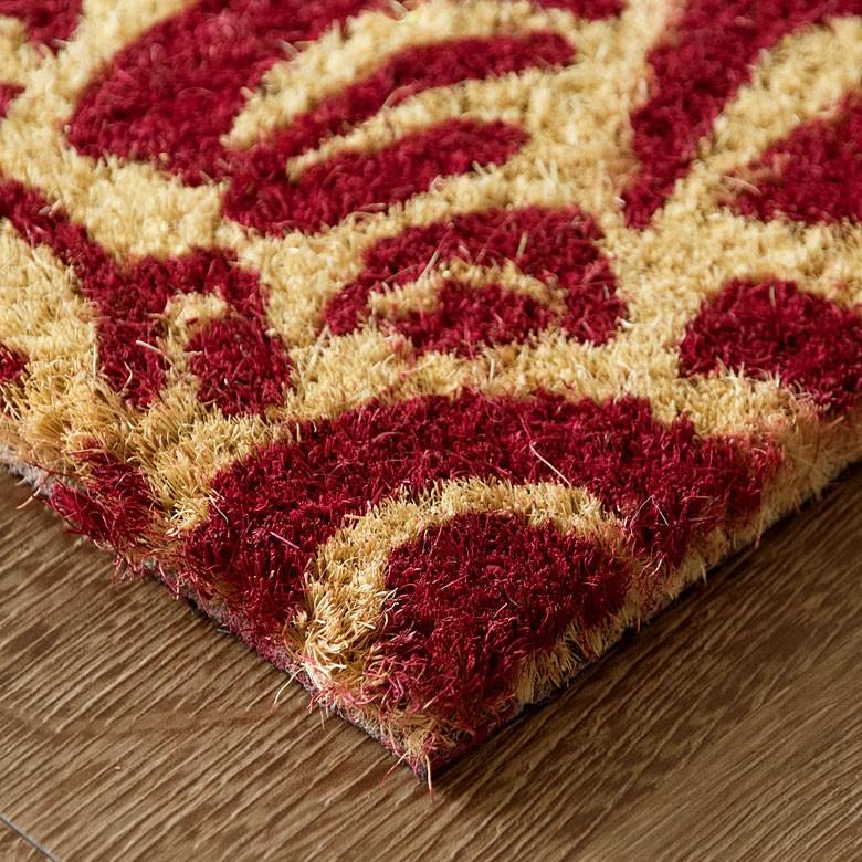 コイヤーマット 玄関マット ドアマット 室外 ダマスク柄 ワインレッド 赤 エントランス テラス デッキ 勝手口 泥落とし 雪 ココナッツ ココヤシ おしゃれ 32113 | ブランド登録なし | 09