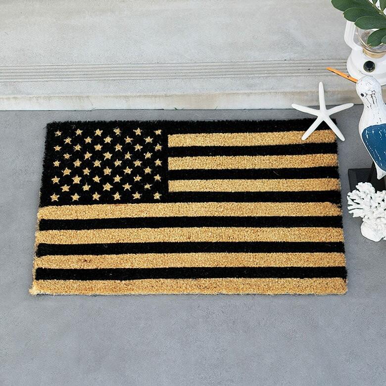 コイヤーマット 玄関マット ドアマット 室外 アメリカ星条旗柄 エントランス テラス デッキ 勝手口 泥落とし 雪 ココナッツ ココヤシ おしゃれ 32115 | ブランド登録なし | 02