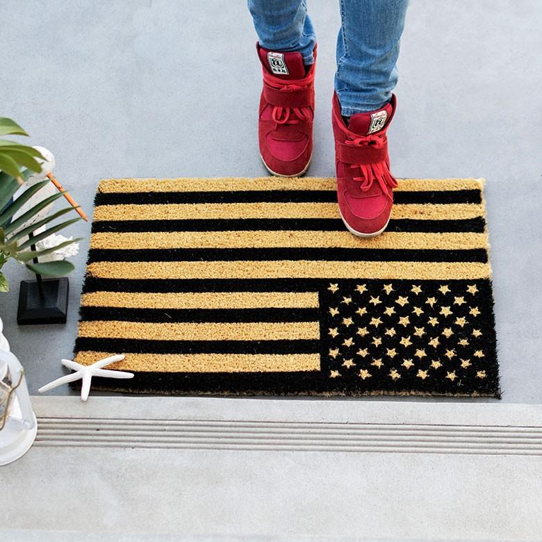 コイヤーマット 玄関マット ドアマット 室外 アメリカ星条旗柄 エントランス テラス デッキ 勝手口 泥落とし 雪 ココナッツ ココヤシ おしゃれ 32115 | ブランド登録なし | 08