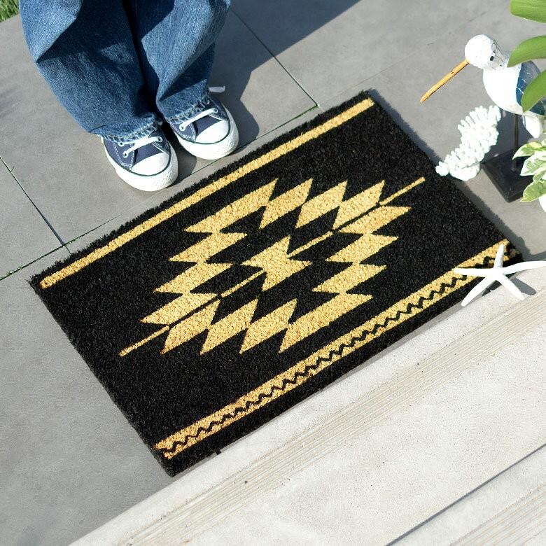 玄関マット ドアマット 室外 コイヤーマット オルテガ柄 ネイティブ柄 エントランス テラス デッキ 勝手口 泥落とし ココナッツ ココヤシ おしゃれ 32118 | ELEMENTS（インテリア） | 07