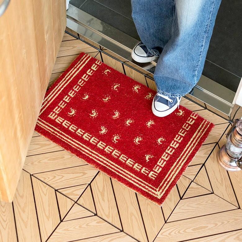 玄関マット ドアマット 室外 コイヤーマット バンダナ柄 エントランス テラス デッキ 勝手口 泥落とし 雪 ココナッツ ココヤシ おしゃれ 3211 | ブランド登録なし | 01