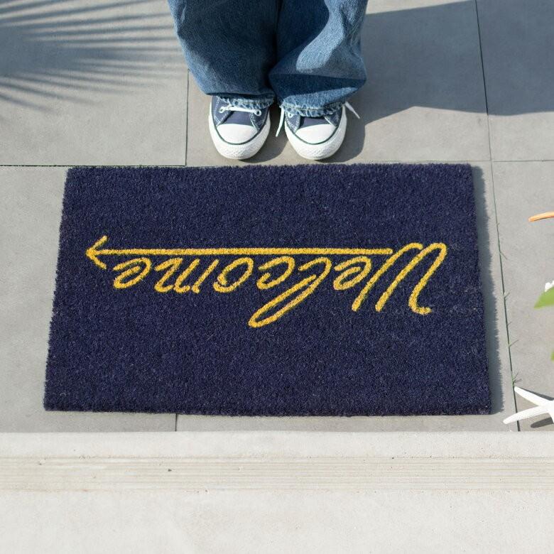 玄関マット ドアマット 室外 コイヤーマット Welcome ネイビー エントランス テラス デッキ 勝手口 泥落とし 雪 ココナッツ ココヤシ おしゃれ 32123 | ブランド登録なし | 02