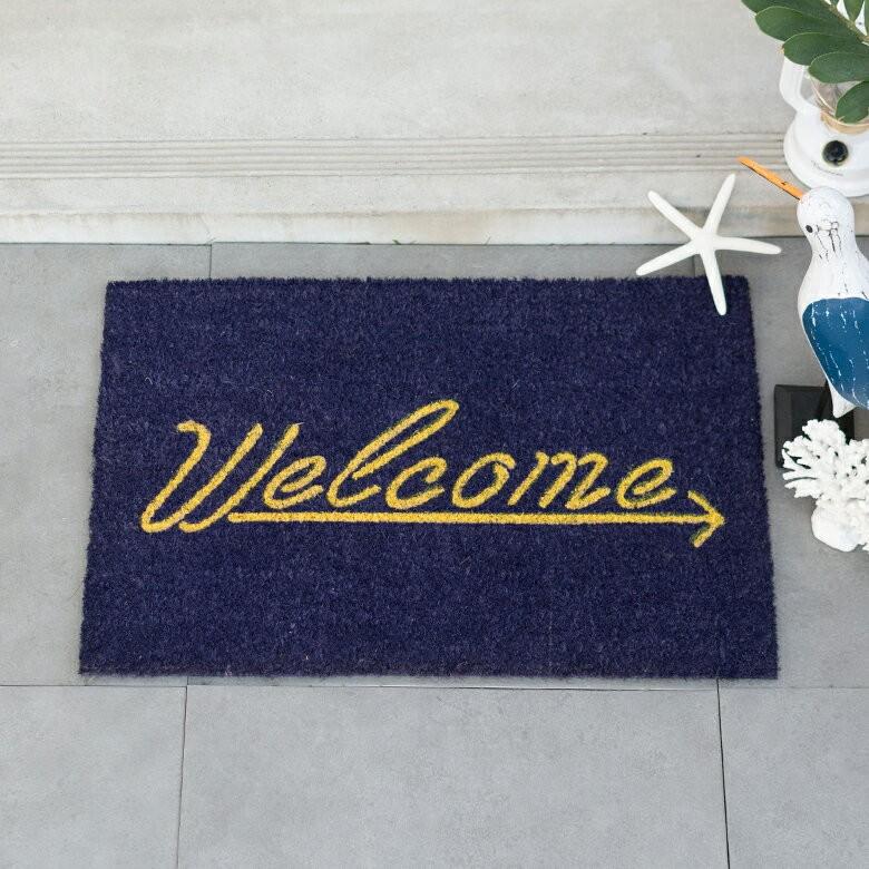 玄関マット ドアマット 室外 コイヤーマット Welcome ネイビー エントランス テラス デッキ 勝手口 泥落とし 雪 ココナッツ ココヤシ おしゃれ 32123 | ブランド登録なし | 07