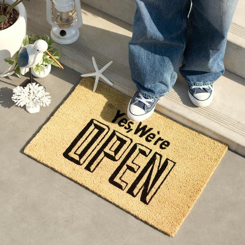 コイヤーマット 玄関マット ドアマット 室外 OPEN ブラウン エントランス テラス デッキ 勝手口 泥落とし 雪 ココナッツ ココヤシ おしゃれ 32124 | ブランド登録なし | 01