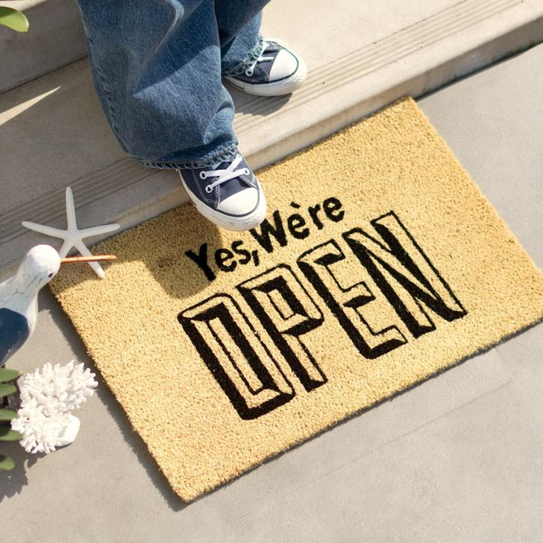 コイヤーマット 玄関マット ドアマット 室外 OPEN ブラウン エントランス テラス デッキ 勝手口 泥落とし 雪 ココナッツ ココヤシ おしゃれ 32124 | ブランド登録なし | 08