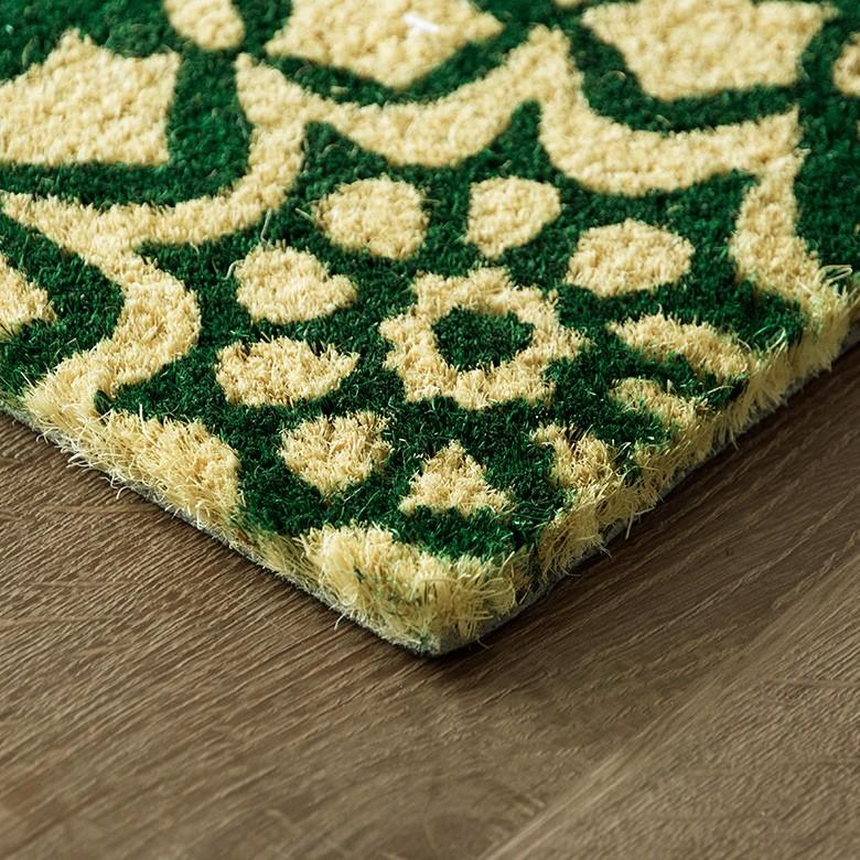 コイヤーマット 玄関マット ドアマット 室外 バティック柄 グリーン エントランス テラス デッキ 勝手口 泥落とし 雪 ココナッツ ココヤシ おしゃれ 32127 | ELEMENTS（インテリア） | 09