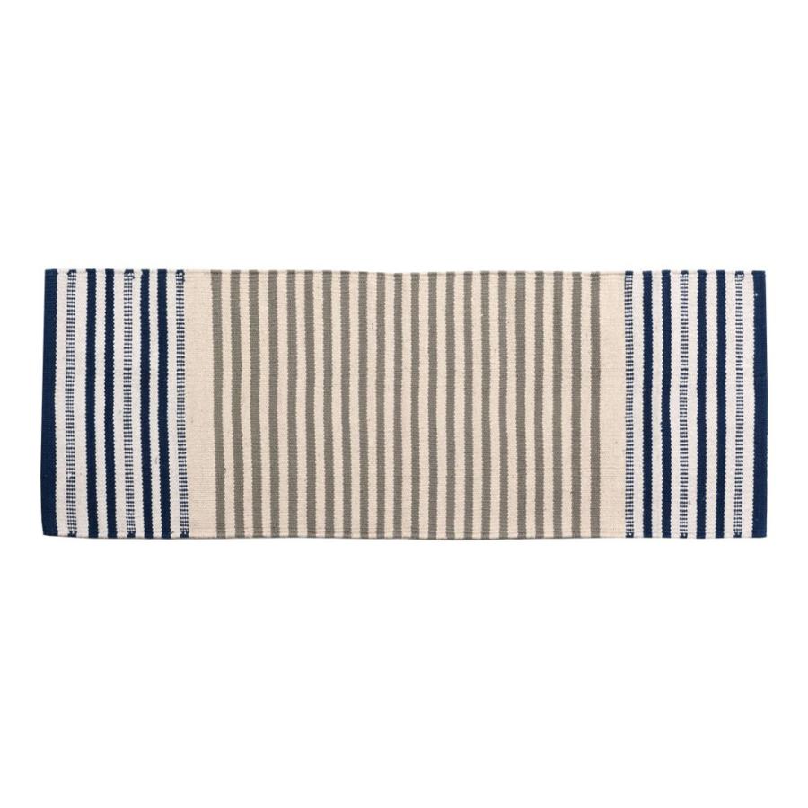 キッチンマット 室内 コットン ラグマット ボーダー柄 綿100% 45×120cm ブルー 玄関マット キリム風 ストライプ柄 キッチン用品 34302 | ブランド登録なし | 16