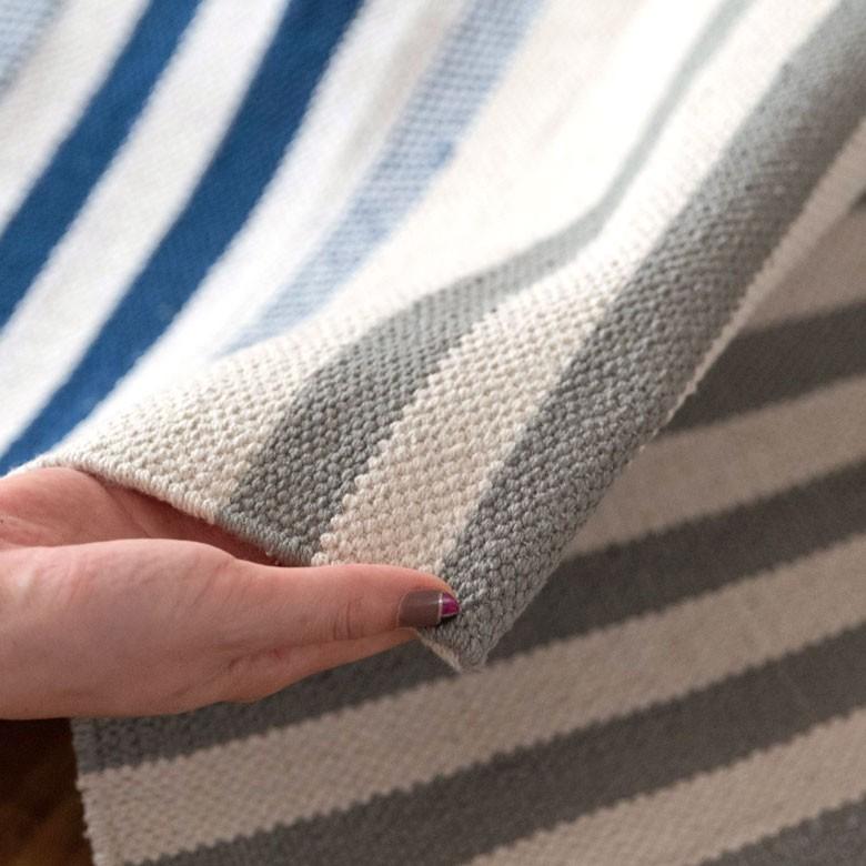 キッチンマット 室内 コットン ラグマット ボーダー柄 綿100% 45×120cm ブルー 玄関マット キリム風 ストライプ柄 キッチン用品 34302 | ブランド登録なし | 02