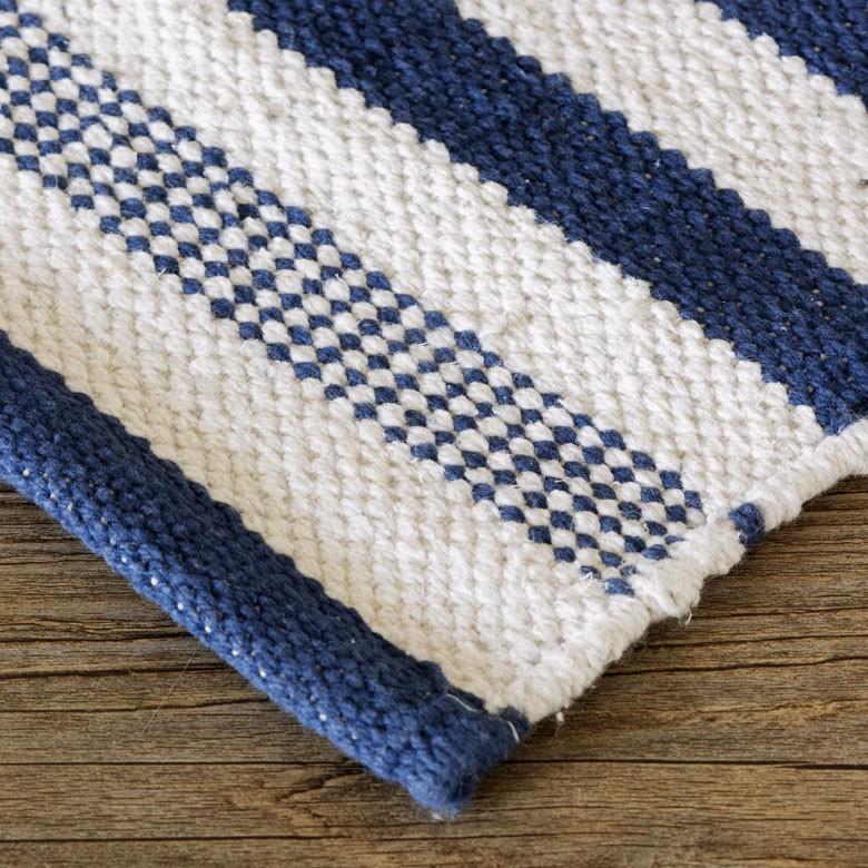 キッチンマット 室内 コットン ラグマット ボーダー柄 綿100% 45×120cm ブルー 玄関マット キリム風 ストライプ柄 キッチン用品 34302 | ブランド登録なし | 08