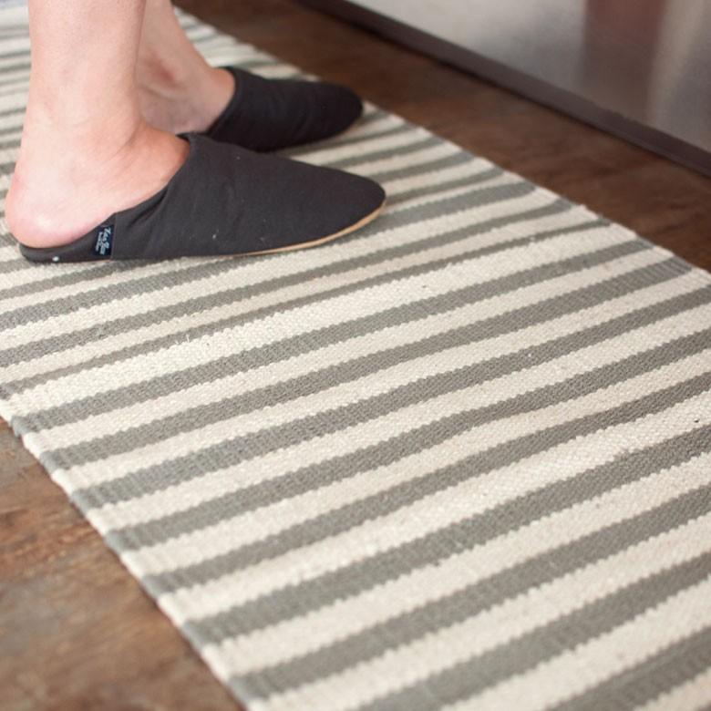 キッチンマット 室内 コットン ラグマット ボーダー柄 綿100% 45×180cm ブルー 玄関マット キリム風 ストライプ柄 キッチン用品 34303 | ブランド登録なし | 04