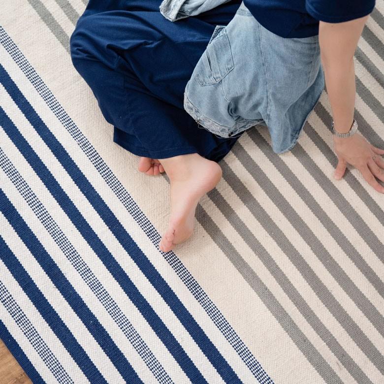 ラグ カーペット ラグマット ボーダー柄 綿100% 140×200cm