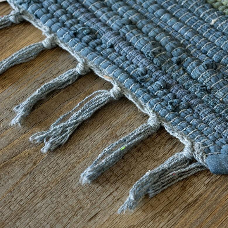 玄関マット 室内 コットン ラグマット ワイドボーダー柄 チンディ 綿100% 50×80cm ブルー キッチンマット コットンキリム風 ストライプ柄 34400-bl | ブランド登録なし | 06