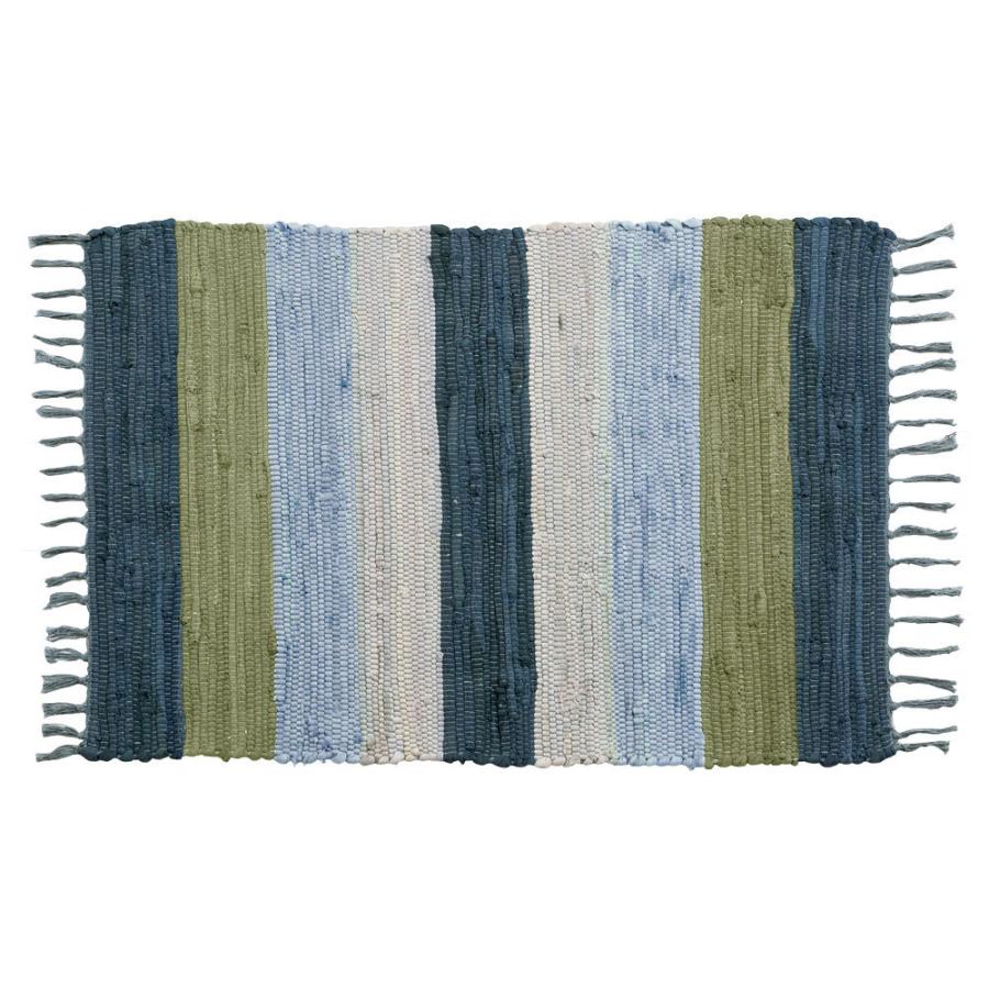 玄関マット 室内 コットン ラグマット ワイドボーダー柄 チンディ 綿100% 60×90cm ブルー キッチンマット コットンキリム風 ストライプ柄 34401-bl | ELEMENTS（インテリア） | 13
