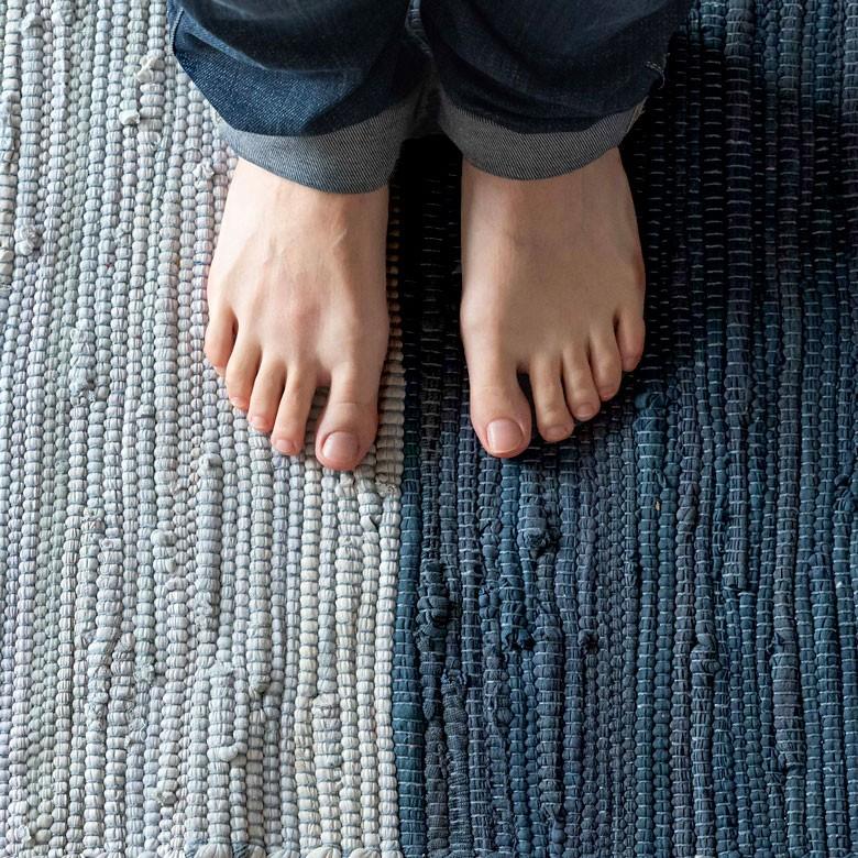 玄関マット 室内 コットン ラグマット ワイドボーダー柄 チンディ 綿100% 60×90cm ブルー キッチンマット コットンキリム風 ストライプ柄 34401-bl | ELEMENTS（インテリア） | 08