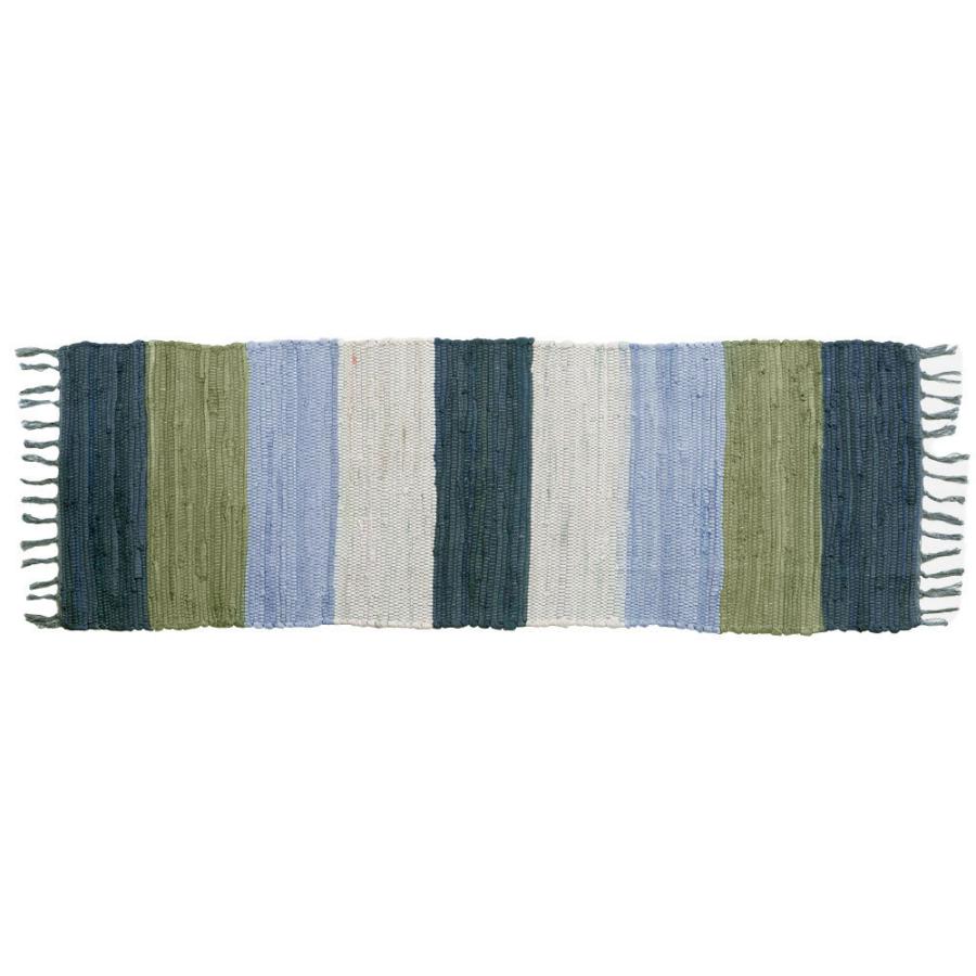キッチンマット コットン ラグマット ワイドボーダー柄 チンディ 綿100% 45×120cm ブルー 玄関マット 室内 コットンキリム風 ストライプ柄 キッチン 34402-bl | ブランド登録なし | 17