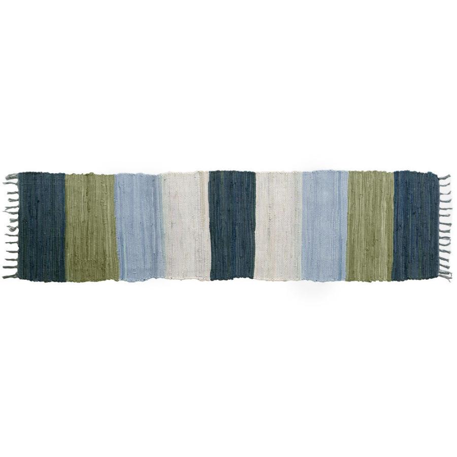 キッチンマット コットン ラグマット ワイドボーダー柄 チンディ 綿100% 45×180cm ブルー 玄関マット 室内 コットンキリム風 ストライプ柄 キッチン 34403-bl | ブランド登録なし | 14