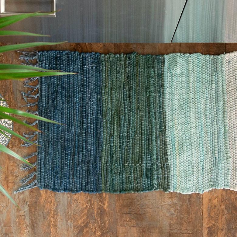 キッチンマット コットン ラグマット ワイドボーダー柄 チンディ 綿100% 45×180cm ブルー 玄関マット 室内 コットンキリム風 ストライプ柄 キッチン 34403-bl | ブランド登録なし | 05