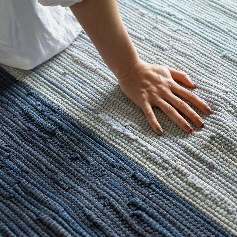 キッチンマット コットン ラグマット ワイドボーダー柄 チンディ 綿100% 45×180cm ブルー 玄関マット 室内 コットンキリム風 ストライプ柄 キッチン 34403-bl | ブランド登録なし | 06