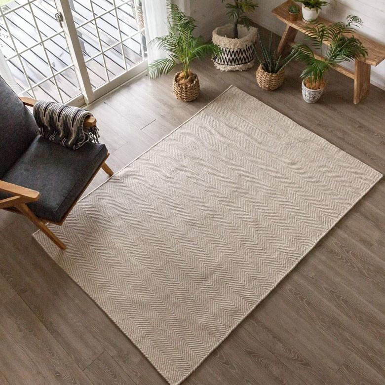 ラグ ラグマット 約140×200cm インド製 コットン ブラック ホワイト モノトーン シェブロン ボーダー ストライプ ジグザグ 北欧 インテリア おしゃれ 34412-be | ブランド登録なし | 02