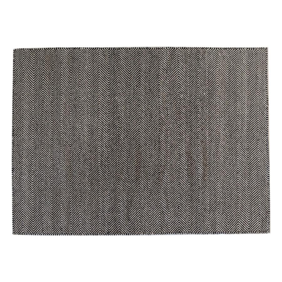 ラグ ラグマット 約140×200cm インド製 コットン ブラック ホワイト