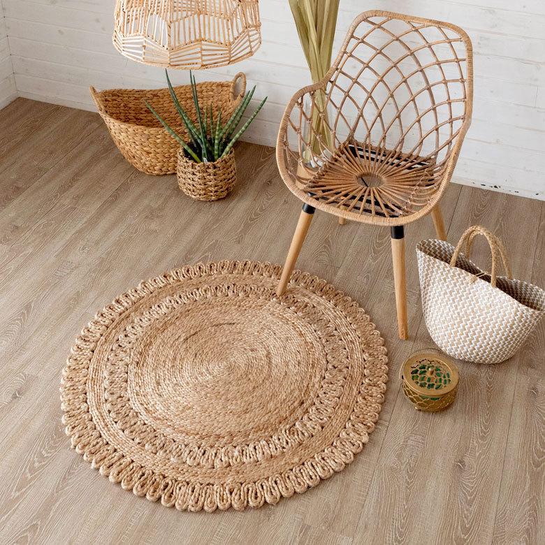 ジュートラグ  円形 ラウンド 約90×90cm 麻 天然素材 ラグ 敷物 ひんやり 夏 和 和モダン インテリア 涼しい おしゃれ マット 34413 | ELEMENTS（インテリア） | 12