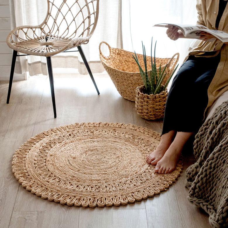 ◇OUTLET　未使用　高級　麻/天然素材　ラグマット 楽天市場】ラグ ラグマット ジュート 麻 天然素材 ハンドメイド