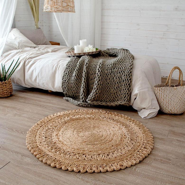 ジュートラグ  円形 ラウンド 約90×90cm 麻 天然素材 ラグ 敷物 ひんやり 夏 和 和モダン インテリア 涼しい おしゃれ マット 34413 | ELEMENTS（インテリア） | 16