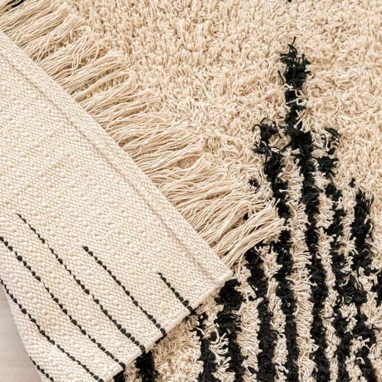 ラグ ラグマット ダイヤ柄 ダイヤモンド 100×140cm 白黒 BOHO カーペット 絨毯 じゅうたん おしゃれ エスニック ボーホー モノトーン  オールシーズン 34415 | ブランド登録なし | 10