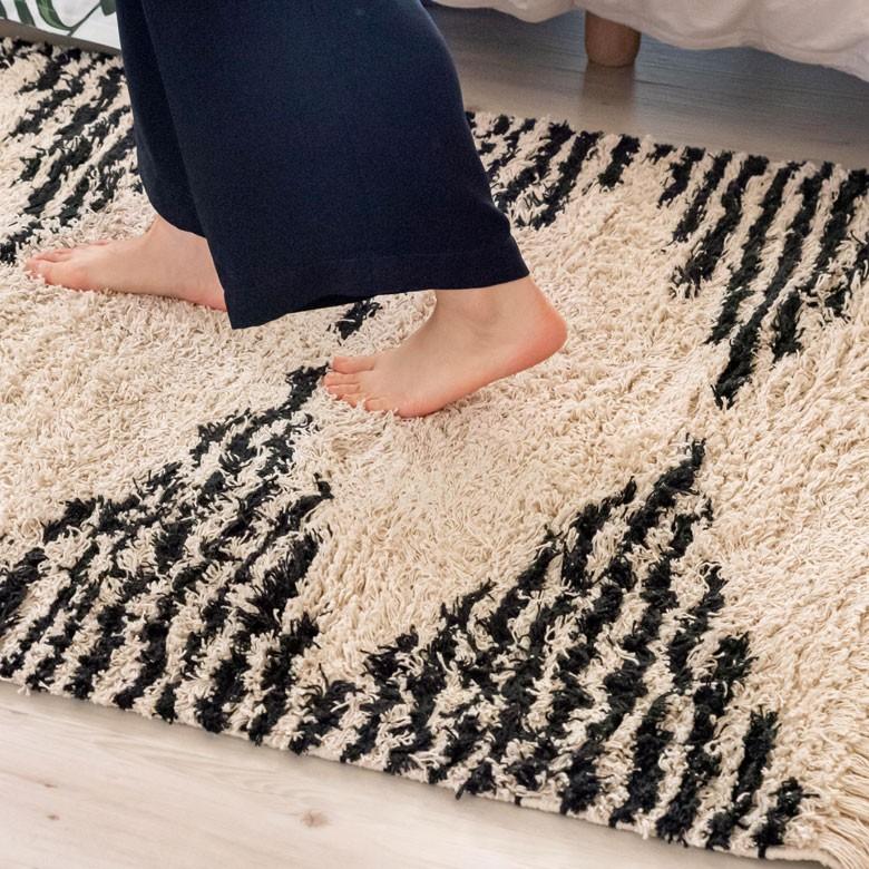 ラグ ラグマット ダイヤ柄 ダイヤモンド 100×140cm 白黒 BOHO カーペット 絨毯 じゅうたん おしゃれ エスニック ボーホー モノトーン  オールシーズン 34415 | ブランド登録なし | 13