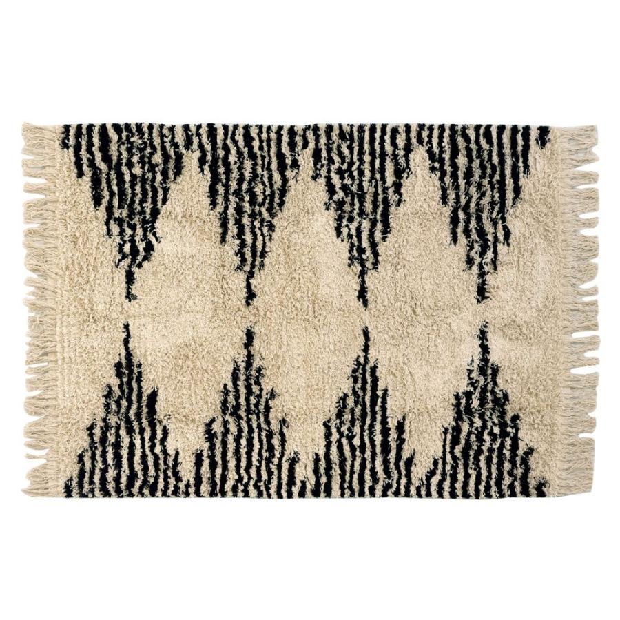 ラグ ラグマット ダイヤ柄 ダイヤモンド 100×140cm 白黒 BOHO カーペット 絨毯 じゅうたん おしゃれ エスニック ボーホー モノトーン  オールシーズン 34415 | ブランド登録なし | 15