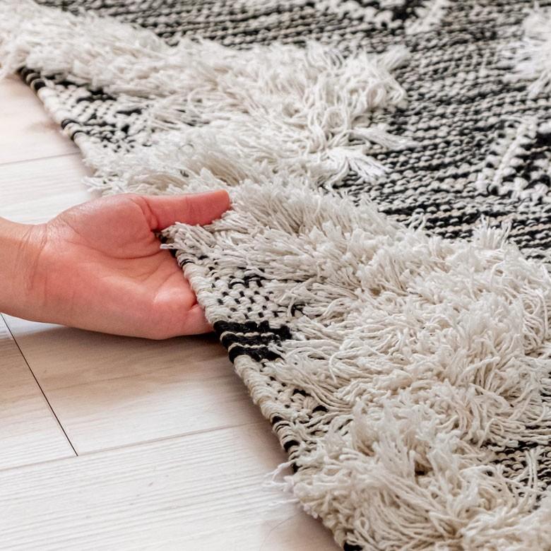 ラグ ラグマット オルテガ柄 エスニック フリンジ 100×140cm BOHO カーペット じゅうたん おしゃれ エスニック ボーホー モノトーン オールシーズン 34419 | ブランド登録なし | 06