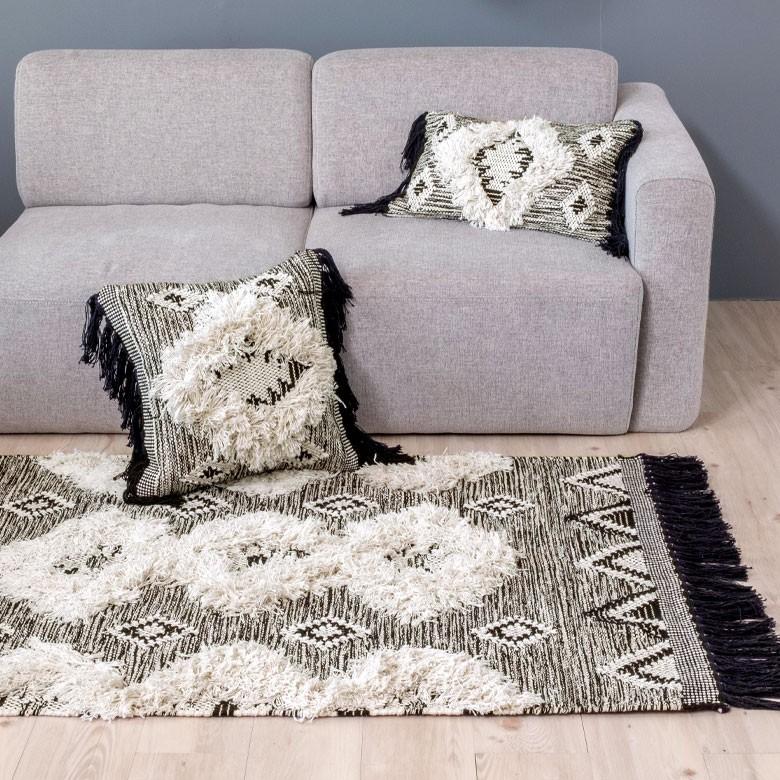 ラグ ラグマット オルテガ柄 エスニック フリンジ 100×140cm BOHO カーペット じゅうたん おしゃれ エスニック ボーホー モノトーン オールシーズン 34419 | ブランド登録なし | 07