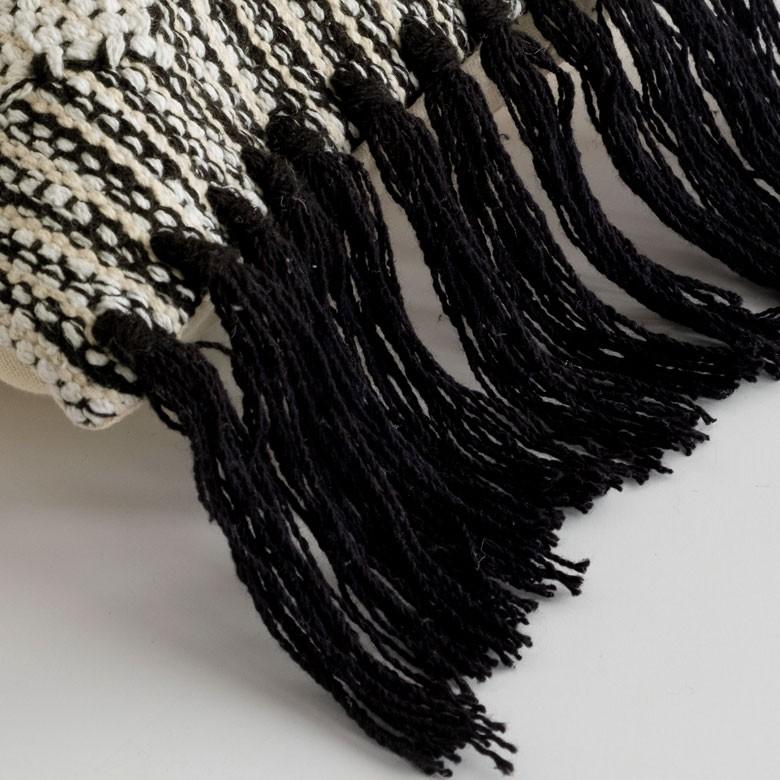 クッションカバー クッション オルテガ柄 エスニック フリンジ 30×50cm白黒 BOHO カバー おしゃれ お洒落 エスニック ボーホー モノトーン 四角 34422 | ブランド登録なし | 02