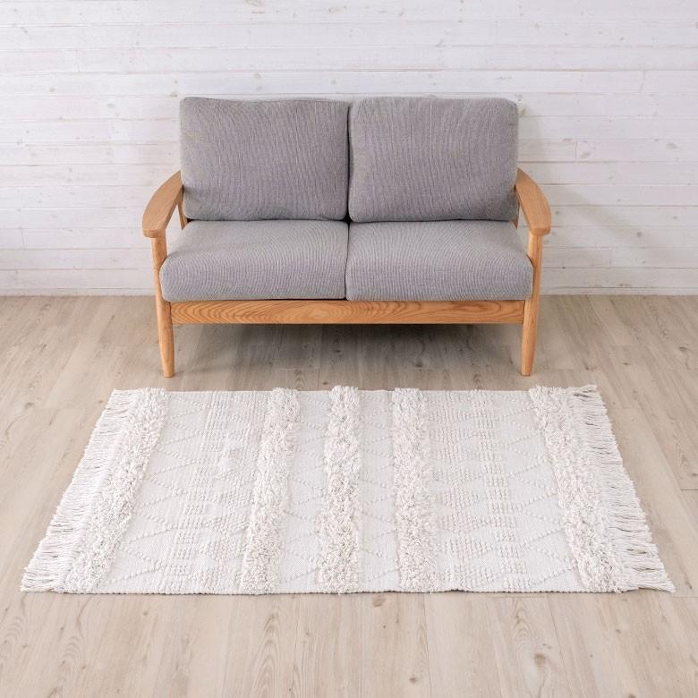 ラグ ラグマット ホワイト ボヘミアン 100×140cm 白黒 BOHO カーペット 絨毯 じゅうたん おしゃれ エスニック ボーホー モノトーン  オールシーズン 34423 | ELEMENTS（インテリア） | 10