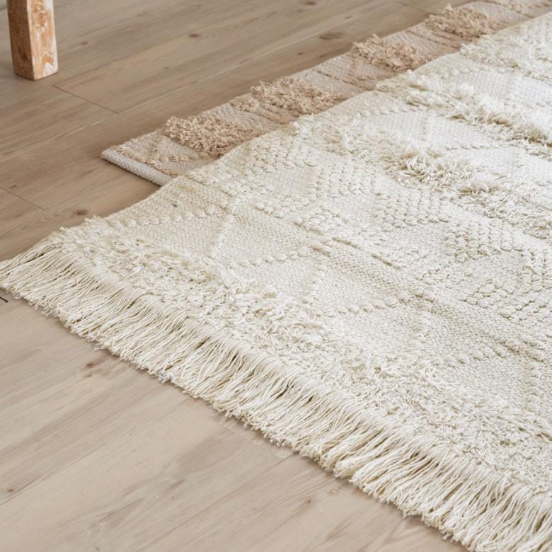 ラグ ラグマット ホワイト ボヘミアン 100×140cm 白黒 BOHO カーペット 絨毯 じゅうたん おしゃれ エスニック ボーホー モノトーン  オールシーズン 34423 | ELEMENTS（インテリア） | 14