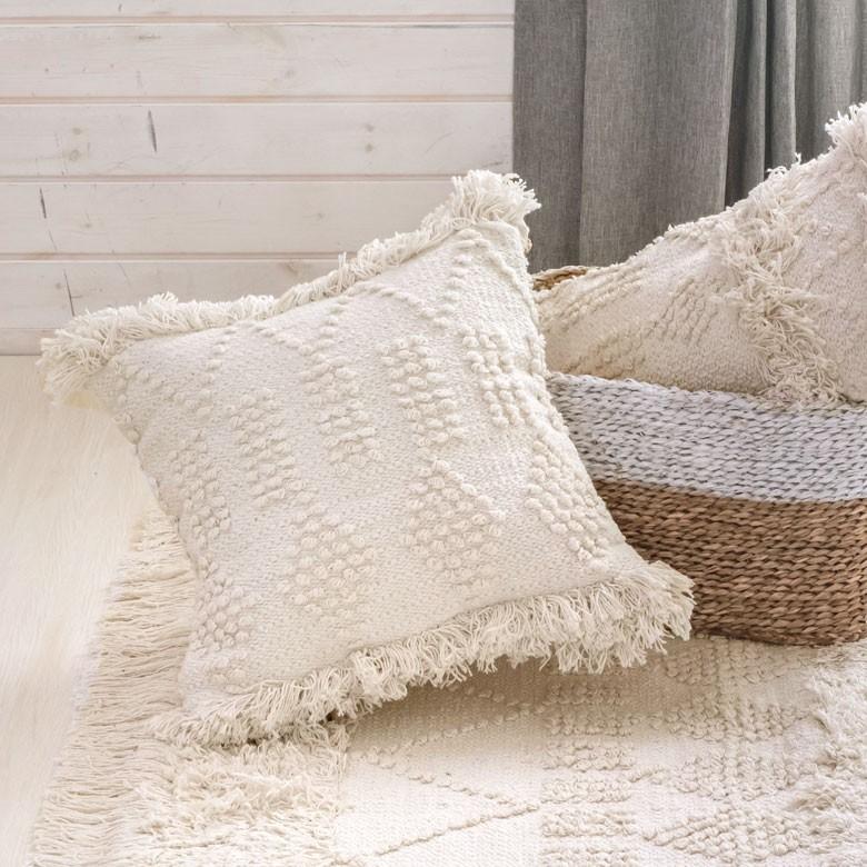 クッションカバー クッション ボヘミアン 45×45cm ホワイト アイボリー BOHO カバー おしゃれ お洒落 エスニック ボーホー 四角 34425 | ブランド登録なし | 08