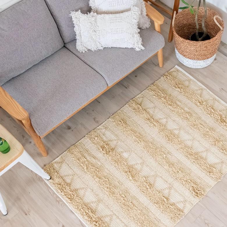 ラグ ラグマット ナチュラル ボヘミアン 100×140cm BOHO カーペット 絨毯 じゅうたん おしゃれ お洒落 エスニック ボーホー モノトーン  オールシーズン 34427 | ELEMENTS（インテリア） | 15