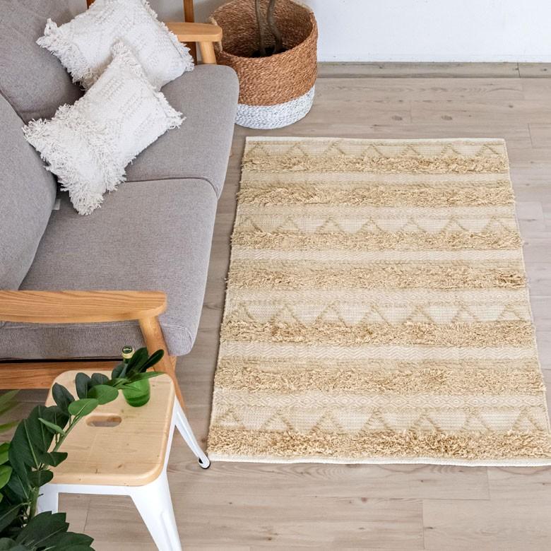 ラグ ラグマット ナチュラル ボヘミアン 100×140cm BOHO カーペット 絨毯 じゅうたん おしゃれ お洒落 エスニック ボーホー モノトーン  オールシーズン 34427 | ELEMENTS（インテリア） | 03