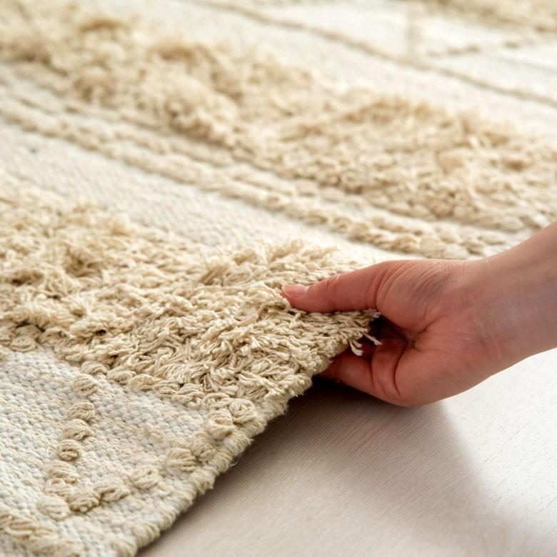 ラグ ラグマット ナチュラル ボヘミアン 100×140cm BOHO カーペット 絨毯 じゅうたん おしゃれ お洒落 エスニック ボーホー モノトーン  オールシーズン 34427 | ELEMENTS（インテリア） | 04