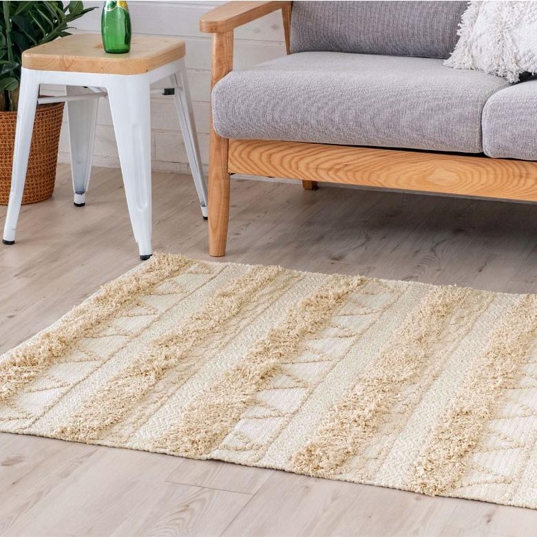 ラグ ラグマット ナチュラル ボヘミアン 100×140cm BOHO カーペット 絨毯 じゅうたん おしゃれ お洒落 エスニック ボーホー モノトーン  オールシーズン 34427 | ELEMENTS（インテリア） | 05