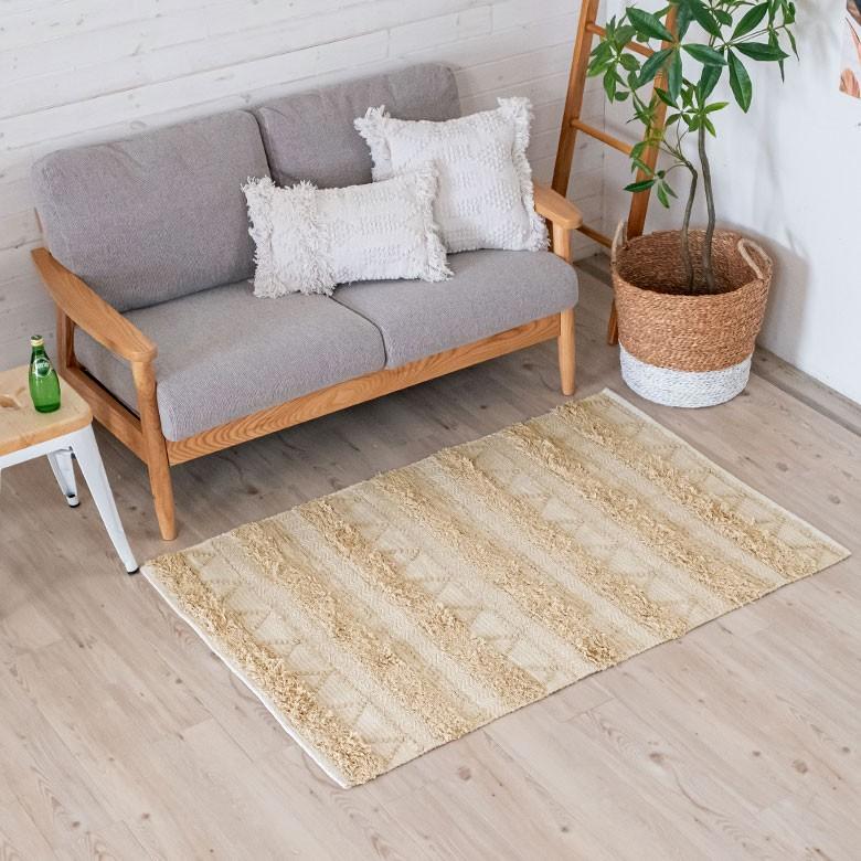 ラグ ラグマット ナチュラル ボヘミアン 100×140cm BOHO カーペット 絨毯 じゅうたん おしゃれ お洒落 エスニック ボーホー モノトーン  オールシーズン 34427 | ELEMENTS（インテリア） | 06