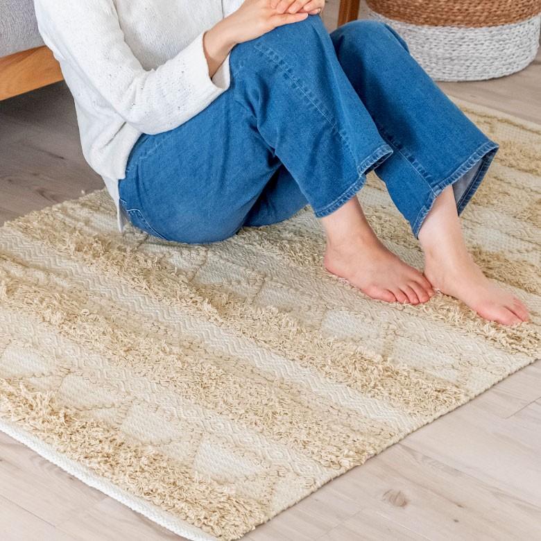 ラグ ラグマット ナチュラル ボヘミアン 100×140cm BOHO カーペット 絨毯 じゅうたん おしゃれ お洒落 エスニック ボーホー モノトーン  オールシーズン 34427 | ELEMENTS（インテリア） | 08