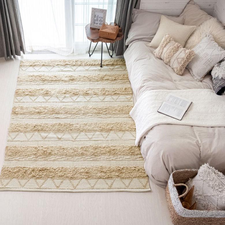 ラグ ラグマット ナチュラル ボヘミアン 140×200cm BOHO カーペット 絨毯 じゅうたん おしゃれ お洒落 エスニック ボーホー モノトーン  オールシーズン 34428 | ELEMENTS（インテリア） | 11