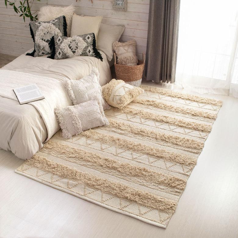 ラグ ラグマット ナチュラル ボヘミアン 140×200cm BOHO カーペット 絨毯 じゅうたん おしゃれ お洒落 エスニック ボーホー モノトーン  オールシーズン 34428 | ELEMENTS（インテリア） | 18